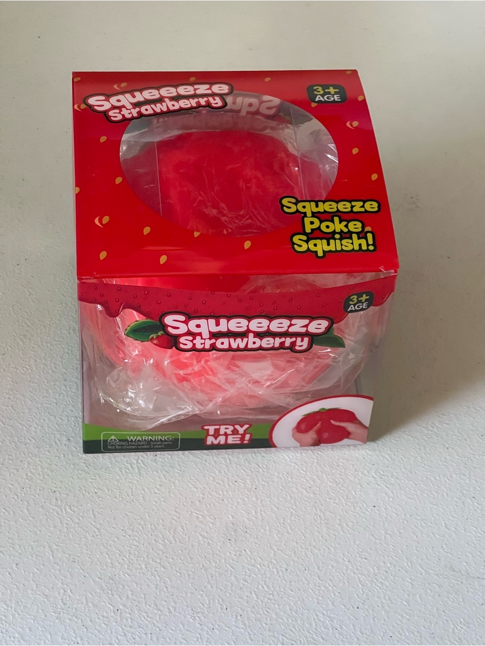 4” Large Strawberry Squeeze Poke Squishy -